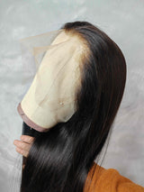 {LAST-PIECE-CLEARANCE} Perruque Lace Frontale Complète Transparente Cheveux Humains Lisses