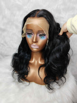 {DERNIÈRE-PIÈCE-EN-STOCK} Perruque Lace Frontal 13x4 Transparente Cheveux Humains Lisses Noir Jais