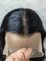 {DERNIÈRE-PIÈCE-EN-STOCK} Perruque Lace Frontal 13x4 Transparente Cheveux Humains Lisses Noir Jais