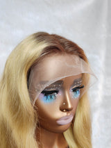 {DERNIÈRE-PIÈCE-DÉSTOCKAGE} Perruque Lace Front Ondulée Naturelle en Cheveux Humains Blonds Mèches