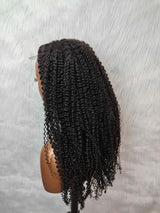 {DERNIÈRE-PIÈCE-EN-STOCK} Perruque cheveux humains Kinky Curly avec bonnet en dentelle transparente 4x4