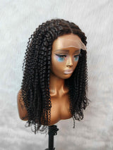{DERNIÈRE-PIÈCE-EN-STOCK} Perruque cheveux humains Kinky Curly avec bonnet en dentelle transparente 4x4