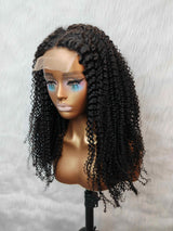 {DERNIÈRE-PIÈCE-EN-STOCK} Perruque cheveux humains Kinky Curly avec bonnet en dentelle transparente 4x4