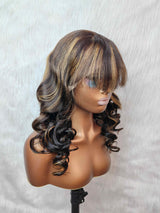 {LAST-PIECE-CLEARANCE} Perruque Lace Front 13X4 Transparente avec Frange en Cheveux Humains Mèches