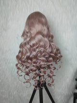 13x4/13x6 Dusty Rose Blonde Human Hair Wavy Lace Frontal Wig