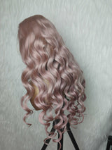 13x4/13x6 Dusty Rose Blonde Human Hair Wavy Lace Frontal Wig