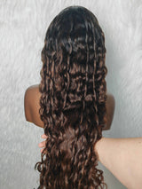{DERNIÈRE-CHANCE} Perruque Lace Front 360 HD 360 sans nœuds, avec bordure ondulée indienne Ombre et cheveux humains naturels, de la marque Lagos Hairline.