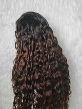 {DERNIÈRE-CHANCE} Perruque Lace Front 360 HD 360 sans nœuds, avec bordure ondulée indienne Ombre et cheveux humains naturels, de la marque Lagos Hairline.