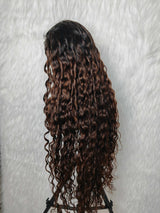 {DERNIÈRE-CHANCE} Perruque Lace Front 360 HD 360 sans nœuds, avec bordure ondulée indienne Ombre et cheveux humains naturels, de la marque Lagos Hairline.