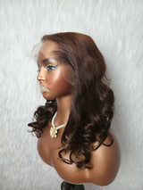 {LAST-PIECE-CLEARANCE} 13x6 Skin Melt Lace Lagos Hairline Brown Human Hair Wig Body Wave