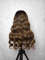 13x6 Knot-Free/9x6 Drawstring Human Hair Caramel Mocha Highlight Body Wave Wig