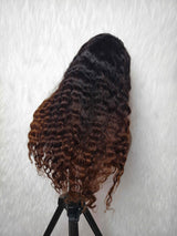 {LAST-PIECE-CLEARANCE} 360 Transparent Lace Invisible Strap Ombre Brown Loose Wave Human Hair Lace Wig