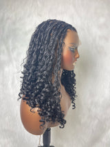 {DERNIÈRE-PIÈCE-EN-STOCK} Perruque Lace Front Tressée sans Nœuds Boho en Cheveux Humains et Synthétiques Skin Melt