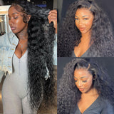 {50 % de réduction} Perruque HD Lace 13x4 Skin Melt Lace 30" en cheveux naturels ondulés avec raie frontale complète