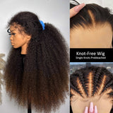 KNOT-FREE - 13x6 Skin Melt Lace Human Hair Cocoa Cloud Fluffy Kinky Curly Wig