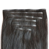 Kit de mèches pour extensions de cheveux naturelles vierges à clipser, fines, droites et sans démarcation, en PU