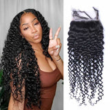 Lace Closure HD Skin Melt pré-plumée 4x4/5x5 Cheveux humains bouclés/frisés birmans (pas une perruque)