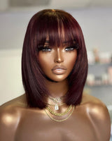 Sarah | Perruque Lace BOB Cheveux Naturels Pré-plumés Effilés 99J avec Frange