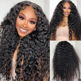 Perruque sans colle en cheveux humains ondulés 2x6, raie profonde, avec dentelle HD fondue, sans colle