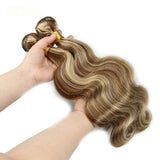 Extensions de Cheveux Humains de Haute Qualité, Mèches Colorées avec Reflets