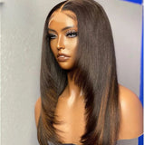 Perruque 13X6 Lace Front en cheveux humains superposés Yaki avec mèches