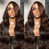 Perruque Lace Front Ondulée Marron 13x6 Sans Colle Avec Bonnet Ajusté