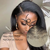 [NOUVEAU NÉ + SANS NŒUDS] Perruque Frontale 13x6 HD Lace Skin Melt Cheveux Humains Mèches Yaki
