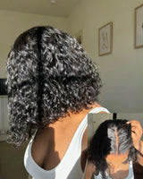 Perruque de cheveux humains en dentelle fondue Air Cap KNOT-FREE 5x5/13x6 Water Wave Bob améliorée