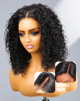 Perruque de cheveux humains en dentelle fondue Air Cap KNOT-FREE 5x5/13x6 Water Wave Bob améliorée