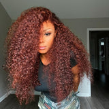 {Vente Flash} Perruque Lace Transparente 4X4/13x4 Cheveux Humains Auburn Roux Ondulés 250%