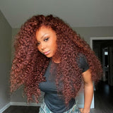 {Vente Flash} Perruque Lace Transparente 4X4/13x4 Cheveux Humains Auburn Roux Ondulés 250%