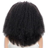 Demi-perruque réversible avec cordon de serrage, cheveux humains crépus afro, sans colle