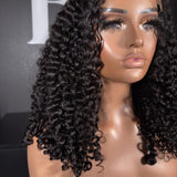 {Vente flash} Perruque Lace Front Bob à boucles serrées, sans colle, bonnet 13x6 ajusté avec bande d'oreille 250 % effet "peau fondue"