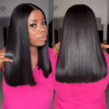 Perruque Bob Lisse Extrémités Pleines, Cheveux Humains Double Draw 250% avec Dentelle 4x4/13x4