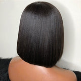 Perruque Bob Yaki en Cheveux Humains, Fausses Raies Libres et Pré-épilées, Entièrement en Dentelle avec Faux Cuir Chevelu