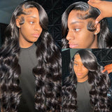 Perruque Body Wave Cheveux Humains Raie Complète Sans Nœuds et Pré-épilée