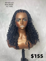 {DERNIÈRE-PIÈCE-EN-STOCK} Perruque Lace Front Tressée sans Nœuds Boho en Cheveux Humains et Synthétiques Skin Melt