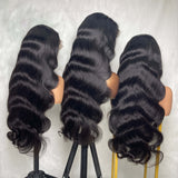 Perruque 6x5 body wave, fermeture à lacet, sans colle, dentelle transparente
