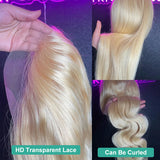 Perruque en dentelle de cheveux humains pré-épilée 613 Blonde pleine dentelle avec bretelles invisibles