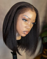 Ciani | Perruque Lace Frontale 13x4 Cheveux Humains Lisses Yaki Légers BOB | Bord Doux