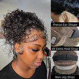 Perruque frontale invisible 360 Skin Melt Lace Wig 2.0 pré-coupée sans nœuds cheveux humains bouclés