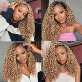 Extensions de Cheveux Humains Blonds Miel Tressés au Crochet Plume Douce
