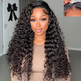 6x5 Drawstring Glueless Transparent Lace Closure Wig Deep Wave