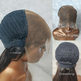 Perrque 9x6/13x6 Cheveux Humains Prédécoupés Yaki Ondulés, Bonnets Ajustés, Marron