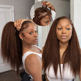 Extensions de Cheveux Humains Raides Crépu Marron Tressés au Crochet Plume Douce
