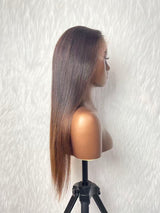 {LAST-PIECE-CLEARANCE} 9x6 Brown Skin Melt Lace Yaki Straight Drawstring Human Hair Wig