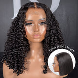 {Vente flash} Perruque Lace Front Bob à boucles serrées, sans colle, bonnet 13x6 ajusté avec bande d'oreille 250 % effet "peau fondue"