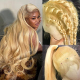 Perruque en dentelle de cheveux humains pré-épilée 613 Blonde pleine dentelle avec bretelles invisibles