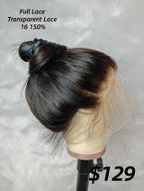 {LAST-PIECE-CLEARANCE} Perruque Lace Frontale Complète Transparente Cheveux Humains Lisses