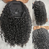 Demi-perruque réversible avec cordon de serrage, boucles profondes, perruque sans colle en cheveux humains